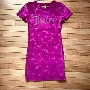 JUICY Logo Velour Magenta T shirt dress size S-M